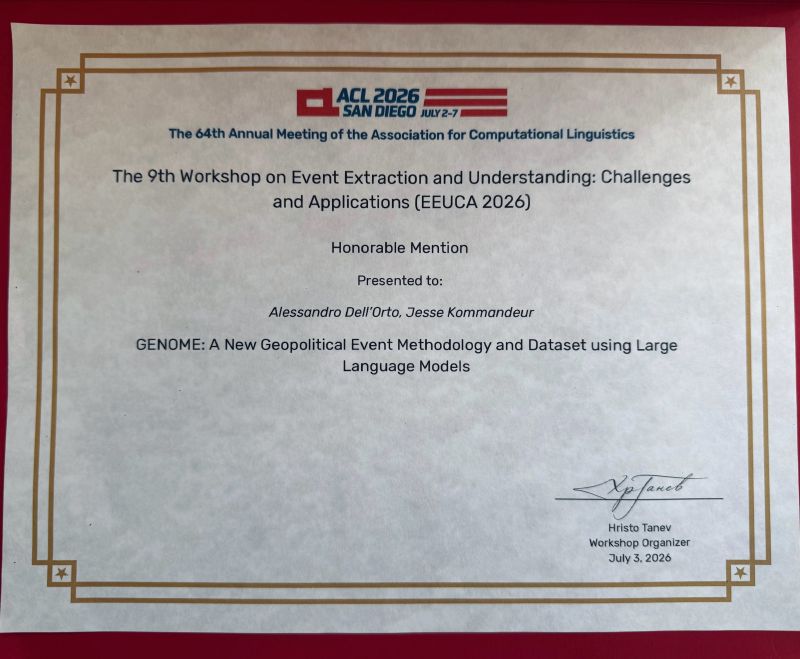 GENOME Honourable Mention certificate