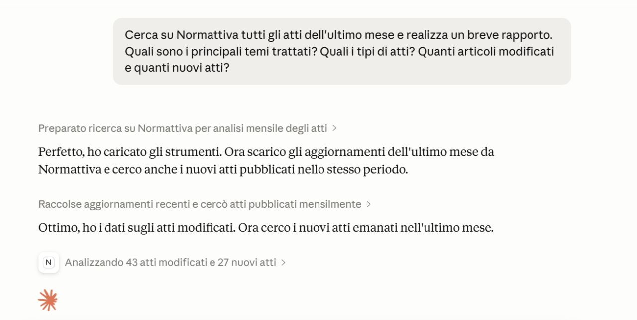 Sonnet prompt using the Normattiva MCP server